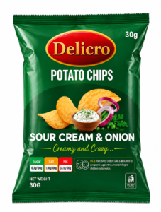 Delicro Sour Cream & Onion Potato Chips – 30g 🥔🧅